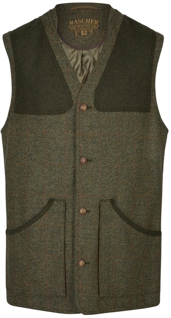 Weste Harris Wteed mit Patches, rot-Karo, Rascher